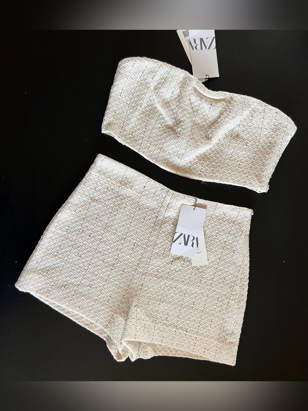 Zara Cream Tweed Two-Piece Set